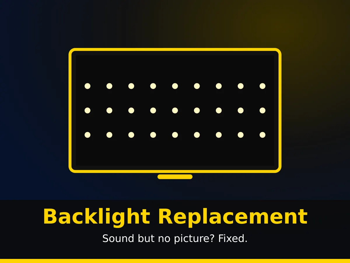 Technician replacing LED backlight strips inside an opened LED TV